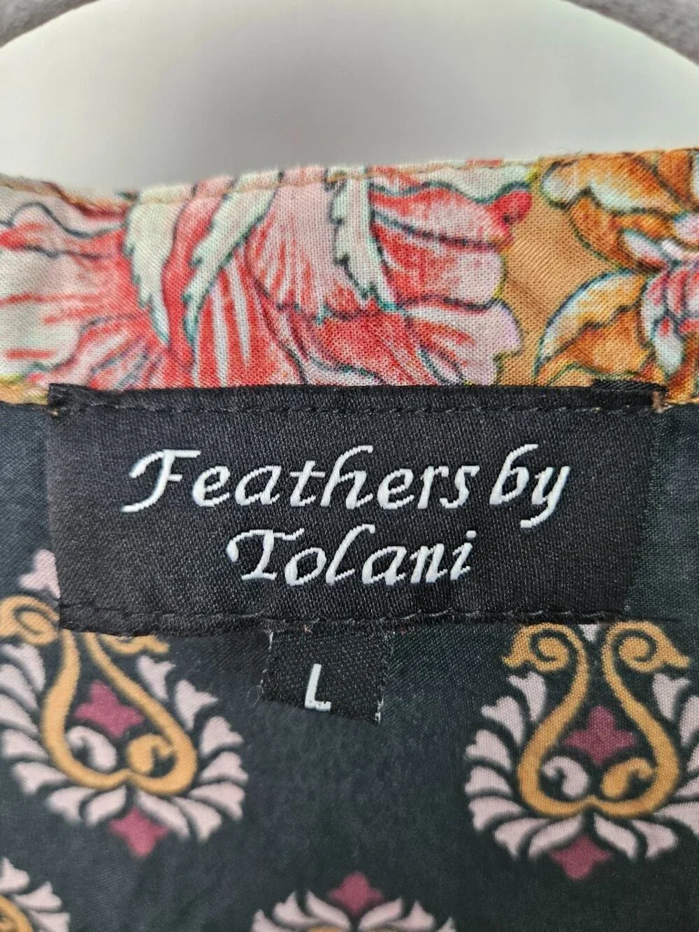 Anthro Feathers by Tolani Alex Mixed Print Floral Panel Embroidered Peasant Top